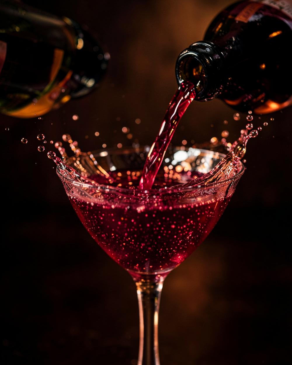 Sparkling drink poured into a coupe glass